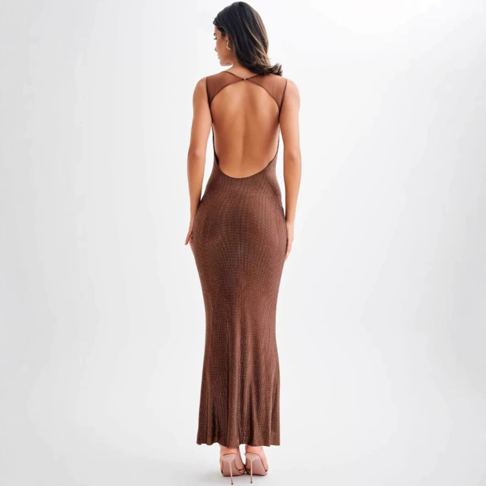 ZARA Elegant Sexy Strapless Rhinestone Evening Gown Spring Summer